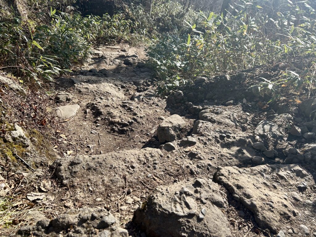 下り坂も注意が必要な奥社参道急勾配